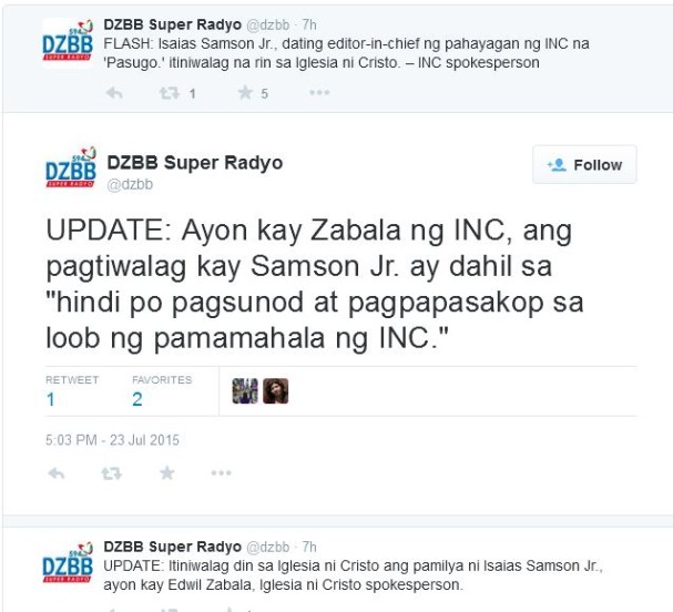 Samson Jr Former Pasugo Editor, Isaias Samson Jr. officially out of Iglesia ni ...