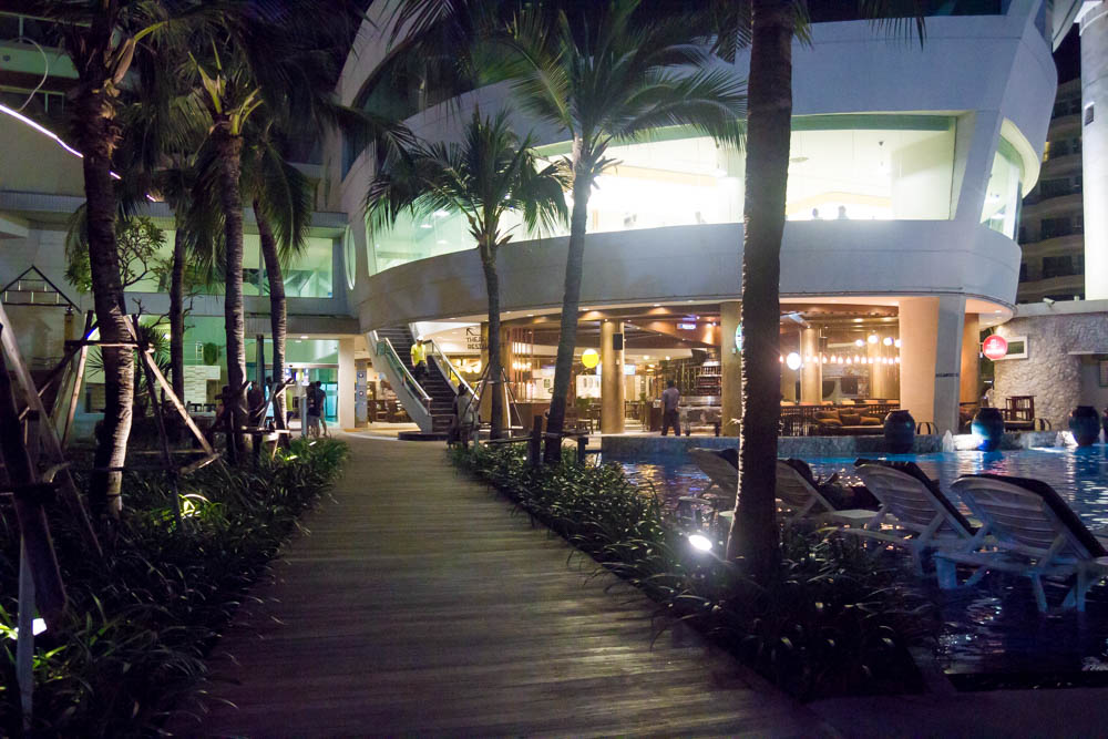 A-One hotel facade at night