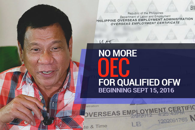 No more OECs for qualified OFWs